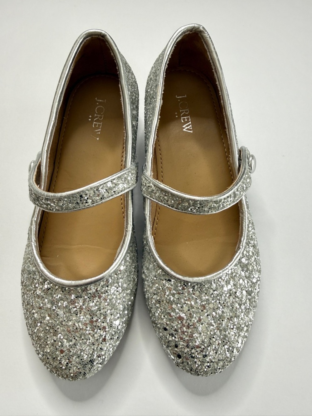 J CREW FACTORY Crewcuts Girls Silver Glitter Mary Jane Heeled Dress Shoes CB054 - Picture 4 of 8